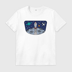 Футболка хлопковая мужская Space travel, цвет: белый