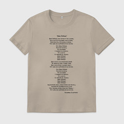 Футболка хлопковая мужская Текст песни День победы, цвет: миндальный