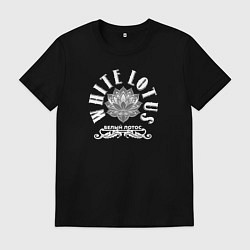 Футболка хлопковая мужская Белый лотос границы стираются с тенями, цвет: черный