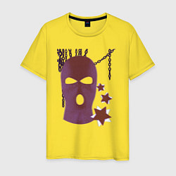 Футболка хлопковая мужская Розовая гранж Y2K балаклава, цвет: желтый