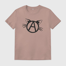 Футболка хлопковая мужская Cat anarchy, цвет: пыльно-розовый