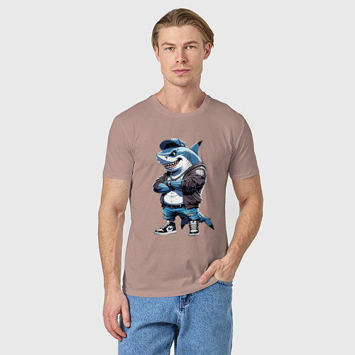 Мужская футболка Акула в кепке / Пыльно-розовый – фото 3