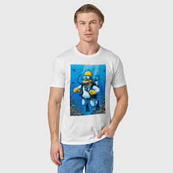 Футболка хлопковая мужская Homer diving - ai art fantasy, цвет: белый — фото 2