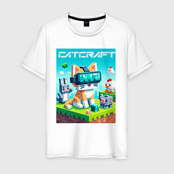 Футболка хлопковая мужская Catcraft - collaboration ai art, цвет: белый