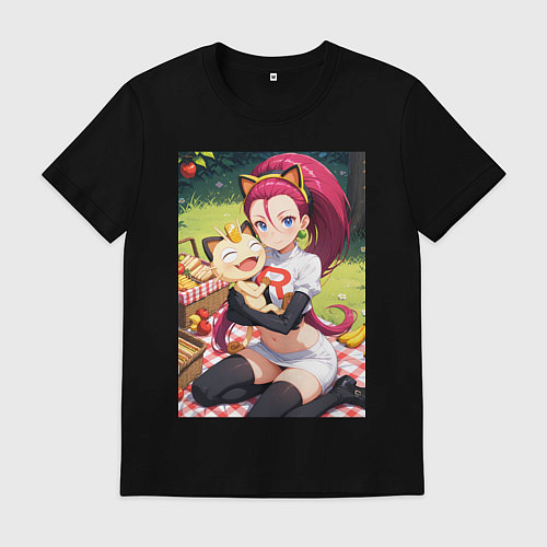 Мужская футболка Джесси и Мяут на пикнике / Черный – фото 1