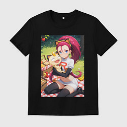 Футболка хлопковая мужская Джесси и Мяут на пикнике, цвет: черный