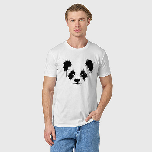 Мужская футболка Морда панды - кляксы / Белый – фото 3
