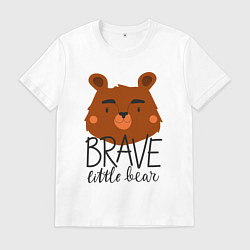 Футболка хлопковая мужская Храбрый маленький мишка, цвет: белый