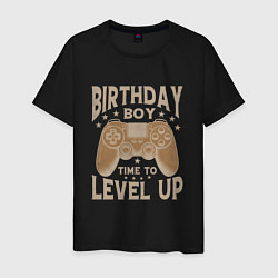 Футболка хлопковая мужская Пора на новый уровень парень, цвет: черный