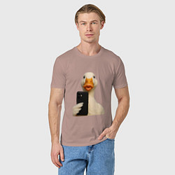 Футболка хлопковая мужская Дакфейс, цвет: пыльно-розовый — фото 2