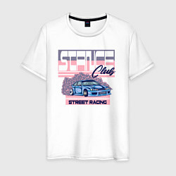 Футболка хлопковая мужская Street racing, цвет: белый