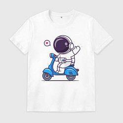 Футболка хлопковая мужская Moto spaceman, цвет: белый