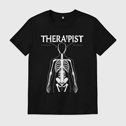 Футболка хлопковая мужская Терапевт со скелетом, цвет: черный
