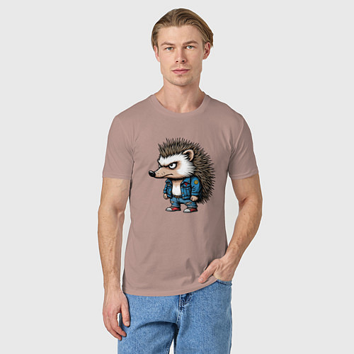 Мужская футболка Ёжик панк / Пыльно-розовый – фото 3