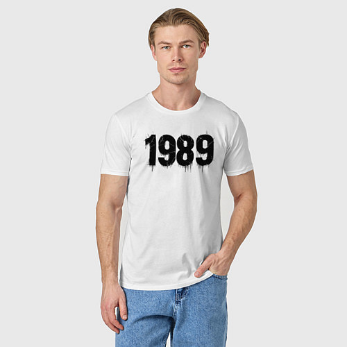 Мужская футболка 1989 год расшерканый / Белый – фото 3
