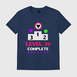 Футболка хлопковая мужская 39 уровень пройден, цвет: тёмно-синий