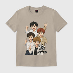 Футболка хлопковая мужская Astro аниме стиль, цвет: миндальный
