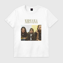 Футболка хлопковая мужская Nirvana band foto, цвет: белый