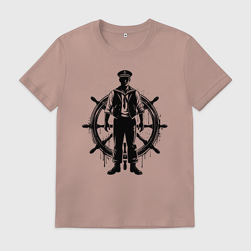 Мужская футболка Капитан и штурвал граффити / Пыльно-розовый – фото 1