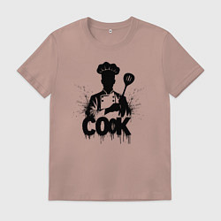 Футболка хлопковая мужская Шеф-повар с лопаткой, цвет: пыльно-розовый