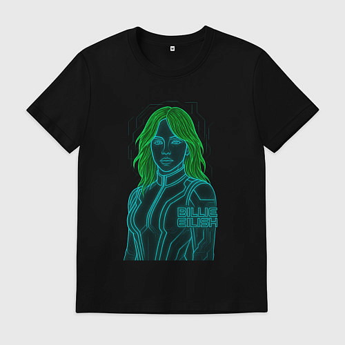 Мужская футболка Билли Айлиш из неоновых линий / Черный – фото 1