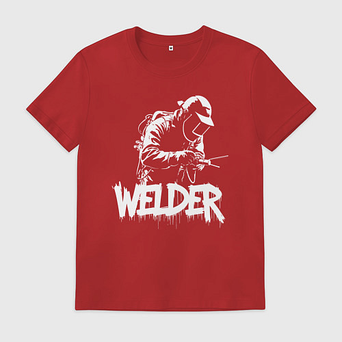 Мужская футболка Сварщик в работе / Красный – фото 1