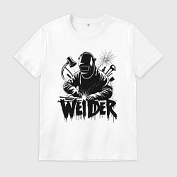 Футболка хлопковая мужская Сварщик граффити, цвет: белый