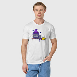 Футболка хлопковая мужская Cat witch, цвет: белый — фото 2