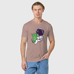 Футболка хлопковая мужская Космонавт и доллары, цвет: пыльно-розовый — фото 2