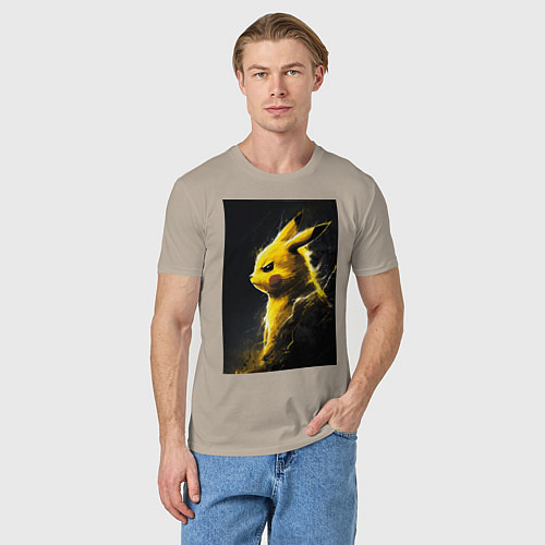 Мужская футболка Pikachu / Миндальный – фото 3
