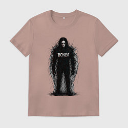 Футболка хлопковая мужская Bones horror style, цвет: пыльно-розовый