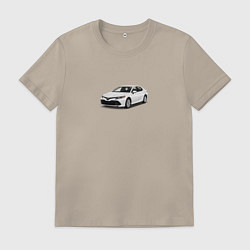 Футболка хлопковая мужская Toyota camry white, цвет: миндальный