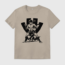 Футболка хлопковая мужская ММА аниме, цвет: миндальный