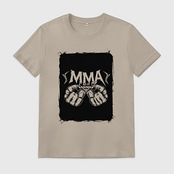 Футболка хлопковая мужская Сила кулаков ММА, цвет: миндальный