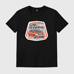 Футболка хлопковая мужская Car sharing, цвет: черный