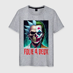 Футболка хлопковая мужская Rick Sanchezs skull and the Joker - collab, цвет: меланж