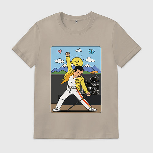 Мужская футболка Фредди Меркьюри мультяшный стиль / Миндальный – фото 1
