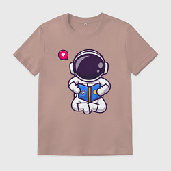 Футболка хлопковая мужская Космический читатель, цвет: пыльно-розовый