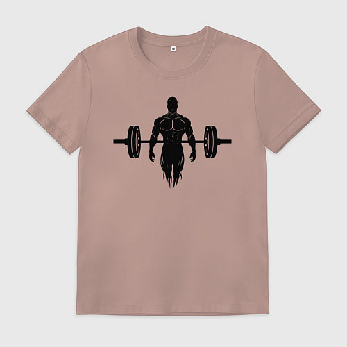 Мужская футболка Пауэрлифтер и штанга / Пыльно-розовый – фото 1