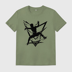 Футболка хлопковая мужская Прыжки на батуте граффити, цвет: авокадо