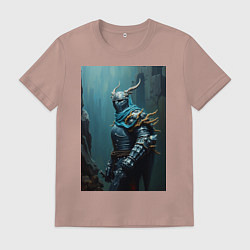 Футболка хлопковая мужская Рыцарь в броне в стиле Dark Souls, цвет: пыльно-розовый