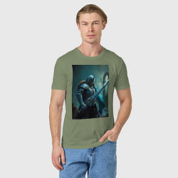 Футболка хлопковая мужская Рыцарь в броне в стиле Dark Souls, цвет: авокадо — фото 2