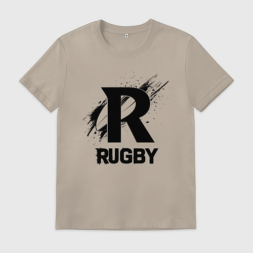 Мужская футболка Регби черной краской / Миндальный – фото 1
