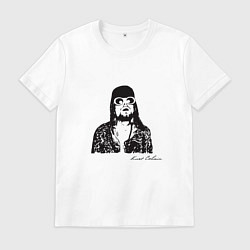 Футболка хлопковая мужская Арт Курт Кобейн, цвет: белый
