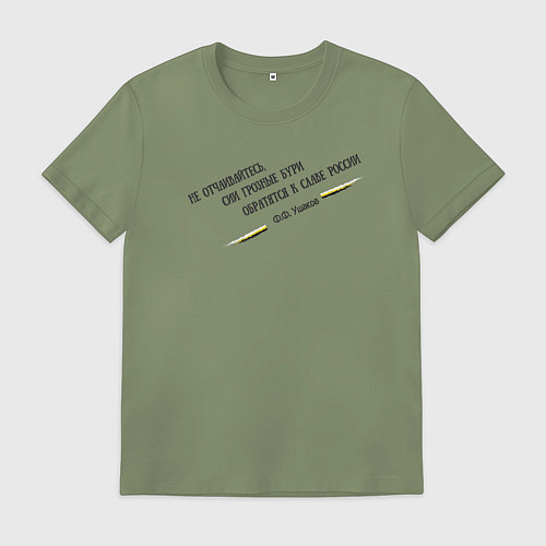 Мужская футболка Бури обратятся к славе России Ушаков черный узор / Авокадо – фото 1