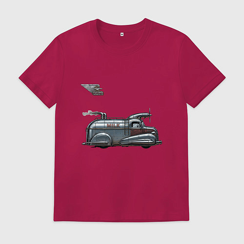 Мужская футболка Ретрофутуристический летающий автомобиль Milk / Маджента – фото 1