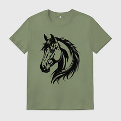 Футболка хлопковая мужская Грациозная лошадь, цвет: авокадо