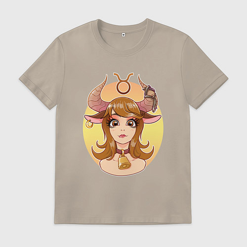 Мужская футболка Телец анимешка / Миндальный – фото 1