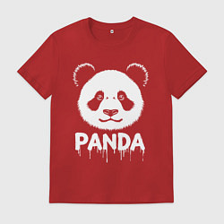 Футболка хлопковая мужская Панда белой краской, цвет: красный