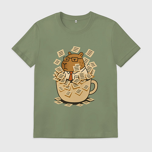 Мужская футболка Менеджер капибара в кружке / Авокадо – фото 1